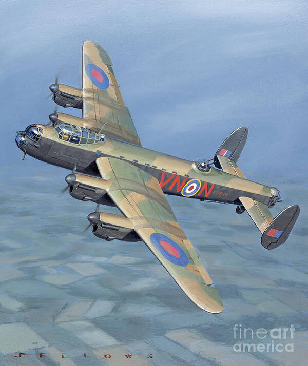 Aviation Art Print featuring the painting Avro Lancaster by Jack Fellows