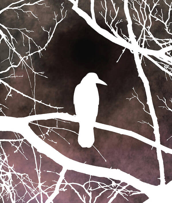 Bird Art Print featuring the digital art Bird 79 Crow Raven by Lucie Dumas