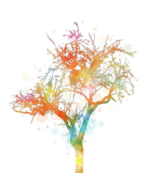 Tree Art Print featuring the digital art Design 169 multicolor tree by Lucie Dumas
