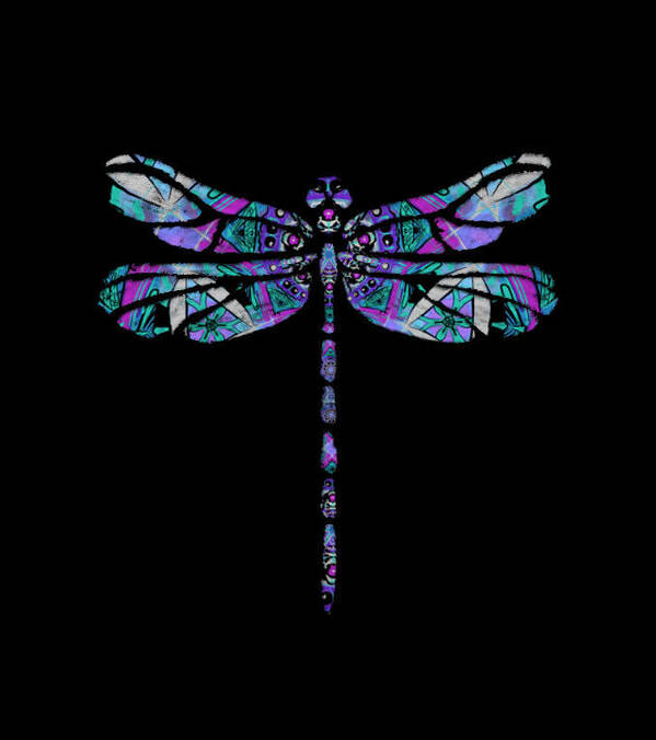 Dragonfly Art Print featuring the digital art Dragonfly silhouette 5 by Eileen Backman