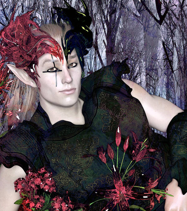 Flowers Art Print featuring the digital art Elf Prince by Suzanne Silvir