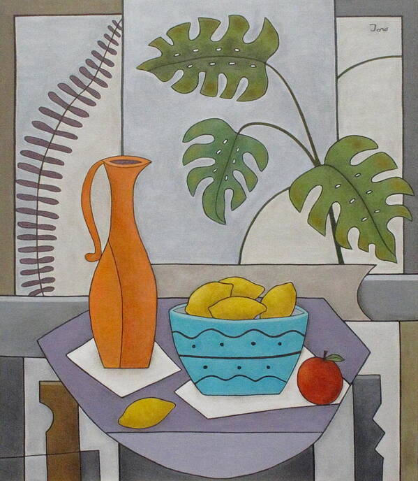 Still Life Art Print featuring the painting Ferns and Fruit by Trish Toro