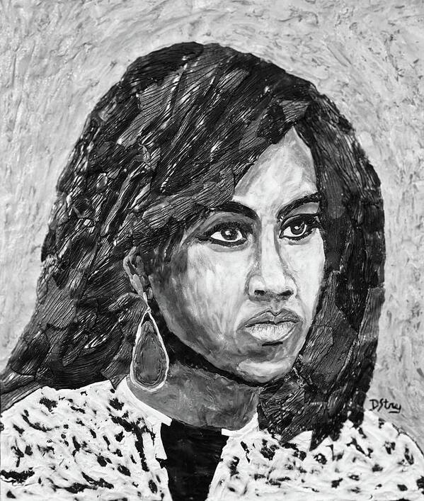  Art Print featuring the mixed media First Lady of Hope in BW by Deborah Stanley