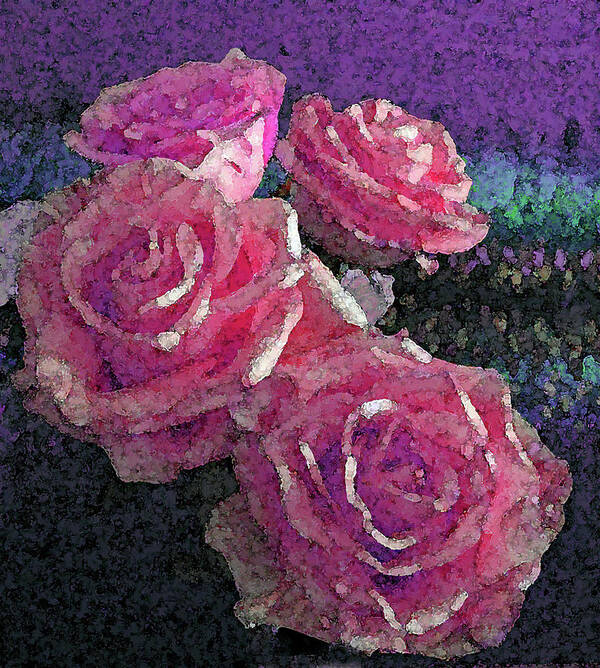 Roses Art Print featuring the photograph Four Pink Roses by Corinne Carroll