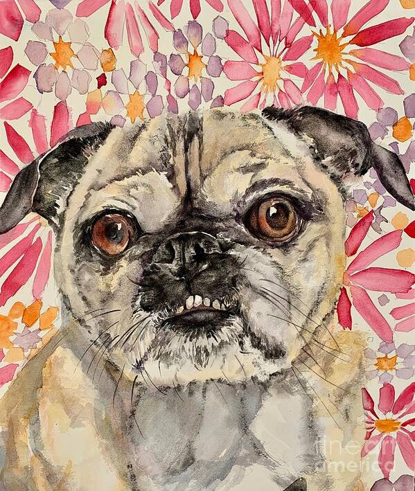 Pug Art Print featuring the painting French Bulldog by Liana Yarckin