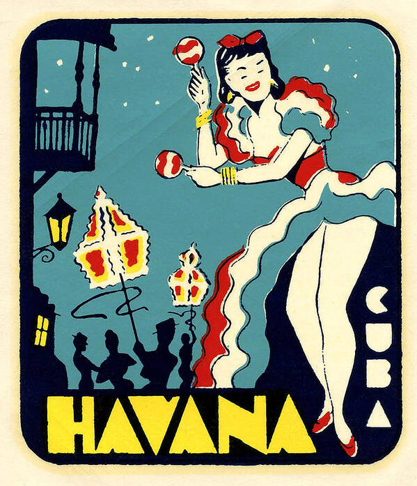 Cuba Art Print featuring the drawing Havana Cuba Decal by Unknown