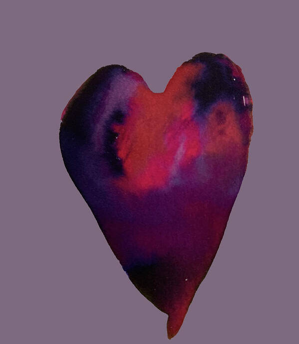 Vibrant Art Print featuring the painting Heart Swirl Pink, Purple, Indigo by Sandy Rakowitz