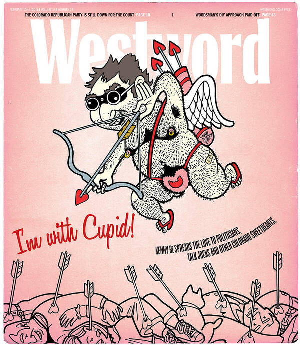Westword Art Print featuring the digital art I'm With Cupid by Kenny Be