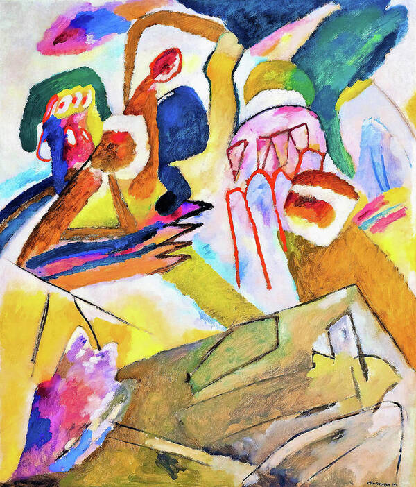 Improvisation 18 Art Print featuring the painting Improvisation 18, with tombstone - Digital Remastered Edition by Wassily Kandinsky