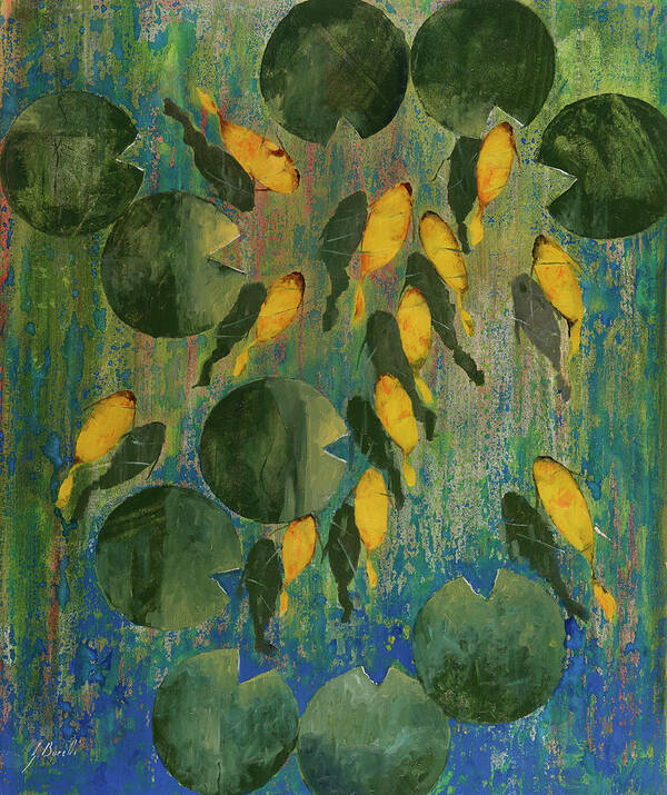 Goldfish Art Print featuring the painting Inchiostro E Arancio by Guido Borelli