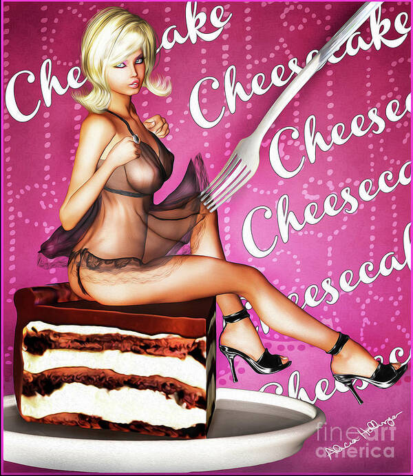 Pin-up Art Print featuring the mixed media Just Cheesecake by Alicia Hollinger