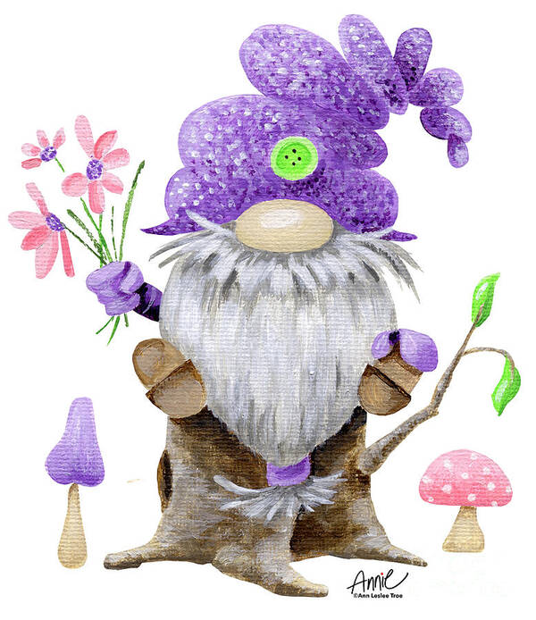 Gnome Art Print featuring the painting Leif Gnome by Annie Troe