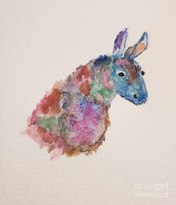  Art Print featuring the painting Rainbow Donkey by Margaret Welsh Willowsilk