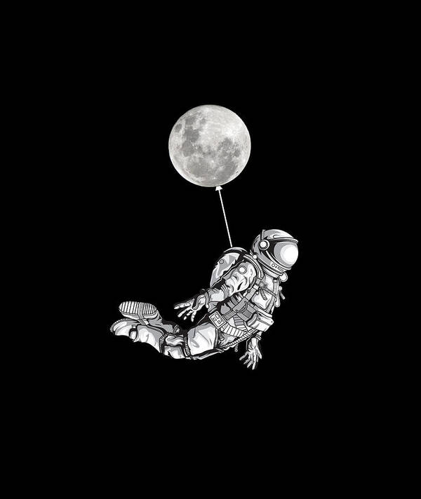 Mandala Art Print featuring the painting Rubino Float Astronaut Flower Zen Moon Balloon by Tony Rubino