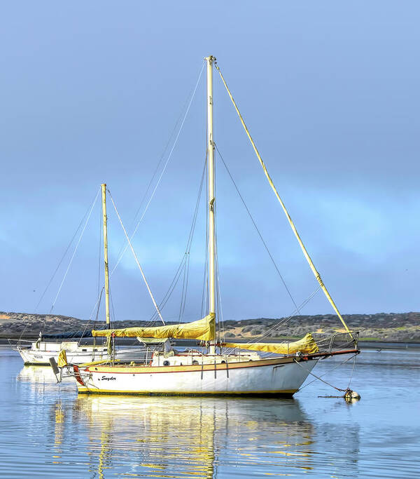 Morro Bay Harbor Art Print featuring the photograph Sail Boat in Quiet Water Morro Bay Detail by Floyd Snyder