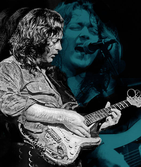 Rory Gallagher Art Print featuring the mixed media Shadow Play by Mal Bray