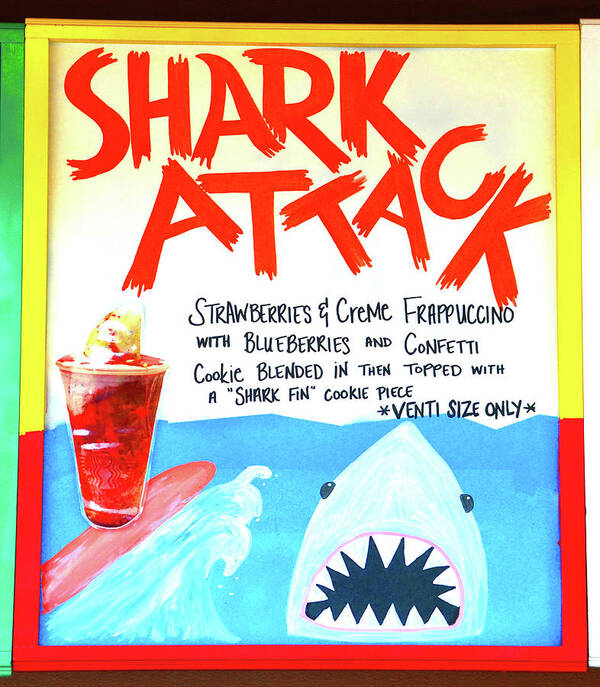 Shark Attack Art Print featuring the photograph Shark Attack drink at Starbucks by David Lee Thompson