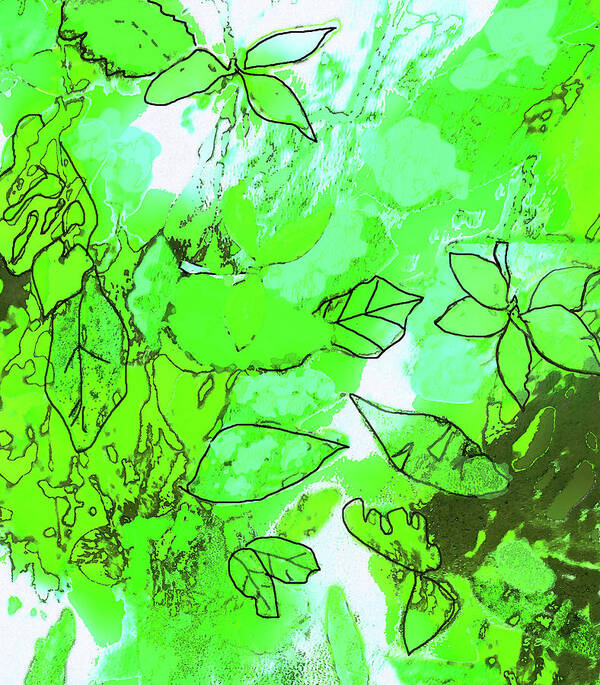 Abstract Art Print featuring the digital art Spring Leaves Watercolor by Sharon Williams Eng