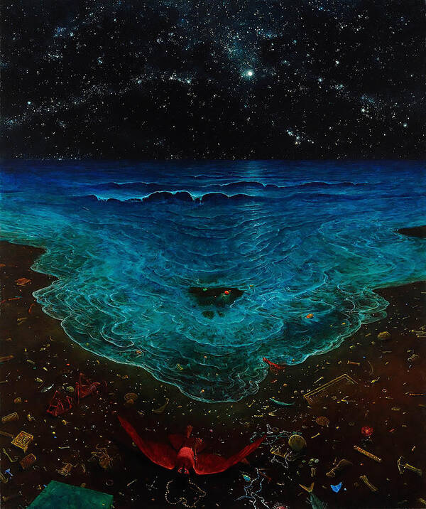 Ocean Art Print featuring the painting Untitled - Ocean by Zdzislaw Beksinski