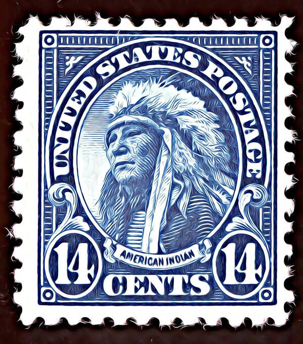 U.s. Postage Stamp 14 Cents American Indian Art Print by Bootster And Lord  - Pixels