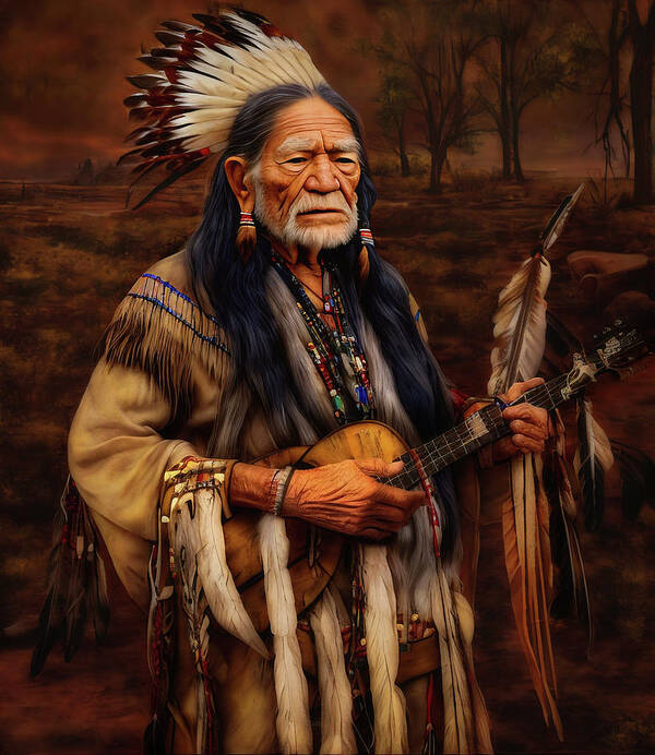 Indian Art Print featuring the digital art Willie by Micah Offman