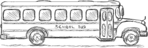 Vector Sketch School Bus Side View Art Print