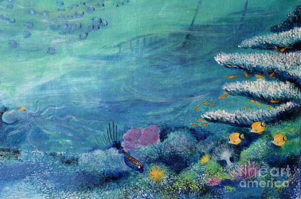 Sunken Ship In Coral Reef Art Print