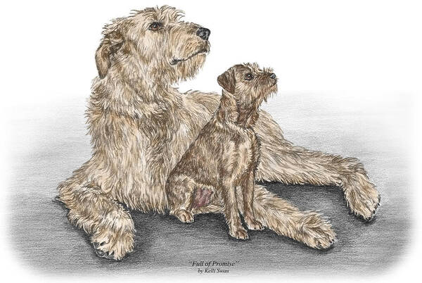 Download Full Of Promise - Irish Wolfhound Dog Print Color Tinted Art Print by Kelli Swan