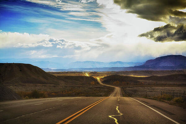Wavy Art Print featuring the photograph Wavy, Glowing Country Road In Utah by Tatiana Travelways