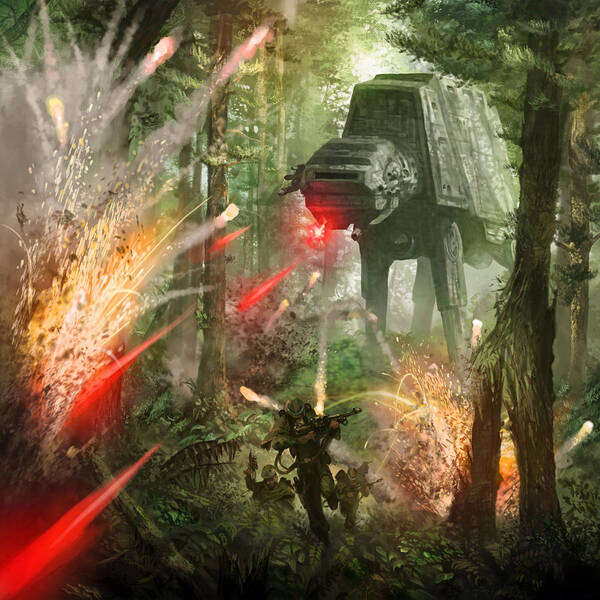 Star Wars example #319: Star Wars Print featuring the digital art Barrage Attack by Ryan Barger