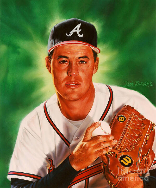 Sports Art Print featuring the painting Greg Maddux by Dick Bobnick