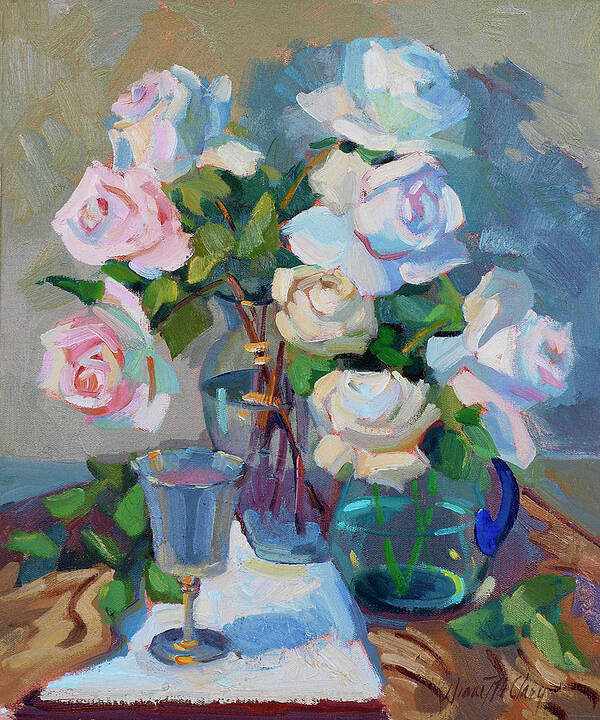 Wine And Roses Art Print featuring the painting Wine and Roses by Diane McClary