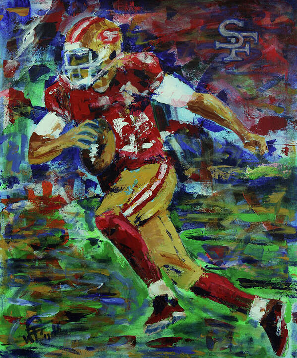 49ers Art Print featuring the painting Gold Blooded 49ers by Walter Fahmy
