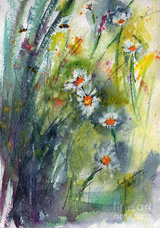 Botanical Art Print featuring the painting Chamomile Botanical Watercolor by Ginette Callaway