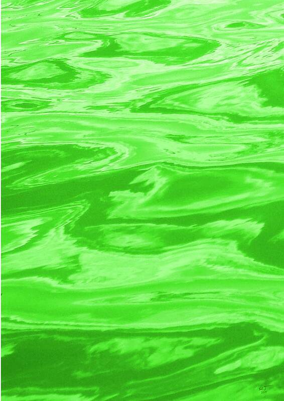 Multi Panel Art Print featuring the digital art Colored Wave Green Panel One by Stephen Jorgensen