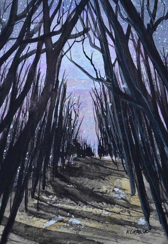  Art Print featuring the painting Moonlight Path by Kellie Chasse
