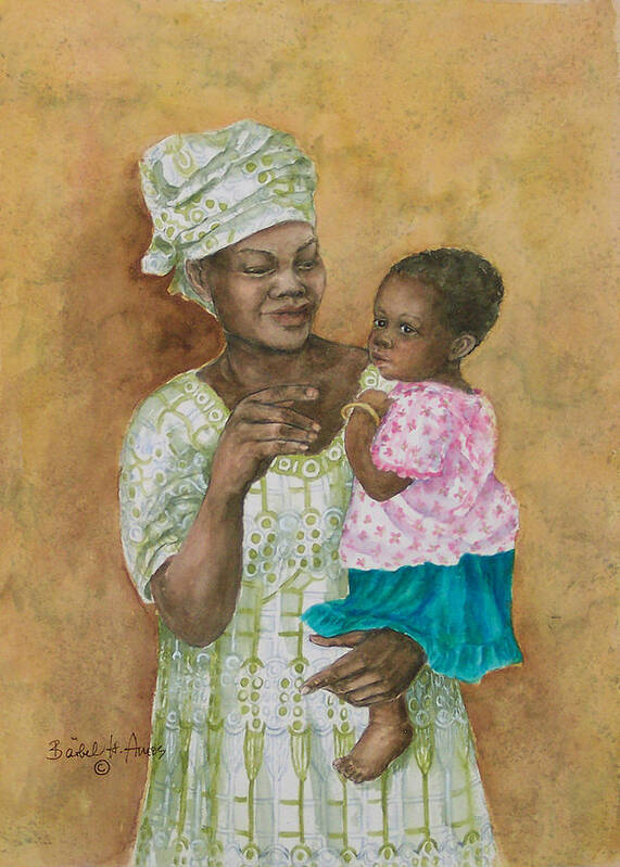 African Art Print featuring the painting Loving Care by Barbel Amos