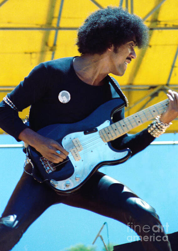 Phil Lynott Art Print featuring the photograph Phil Lynott of Thin Lizzy-Black Rose Tour Day on the Green 7-4-79 - New Unreleased  by Daniel Larsen