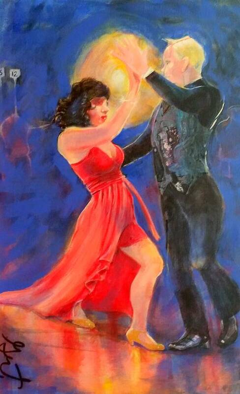 Dancer Art Print featuring the painting Tango by Gertrude Palmer