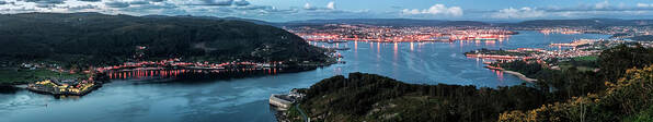 Ferrol Art Print featuring the photograph Ferrol's Estuary Panorama from la Bailadora Galicia Spain by Pablo Avanzini