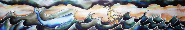 Karlakayart Art Print featuring the painting Whale and Tall Ship by Karla Kay Benjamin