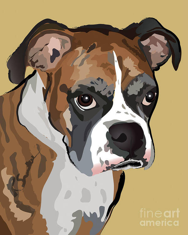 Boxer Dog Art Print featuring the painting Boxer Dog Portrait #7 by Robyn Saunders