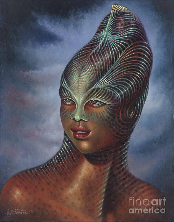 Sci-fi Art Print featuring the painting Alien Portrait I by Ricardo Chavez-Mendez