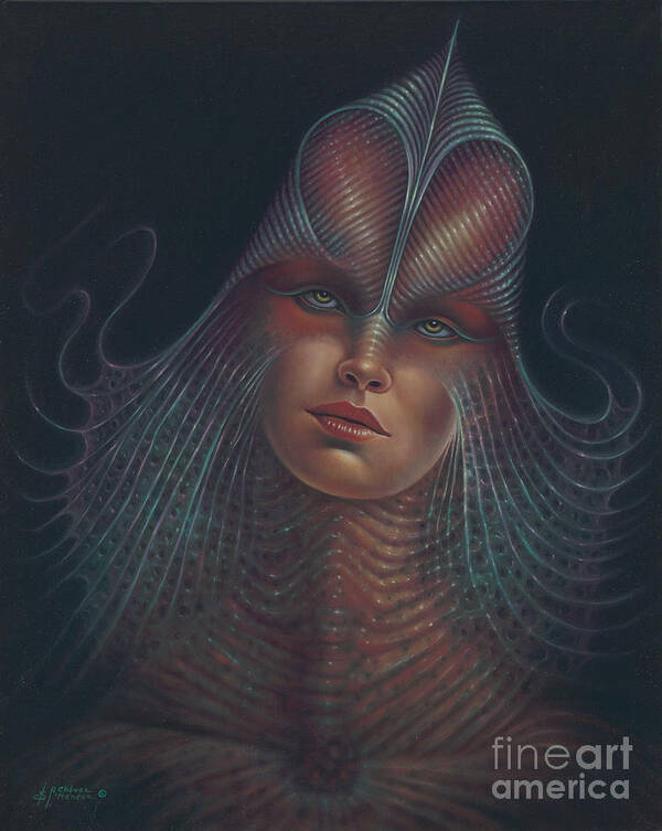 Sci-fi Art Print featuring the painting Alien Portrait Il by Ricardo Chavez-Mendez