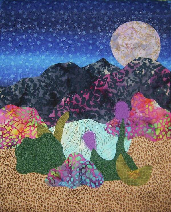 Abstract Art Quilt Art Print featuring the tapestry - textile Desert Dreaming by Ellen Levinson