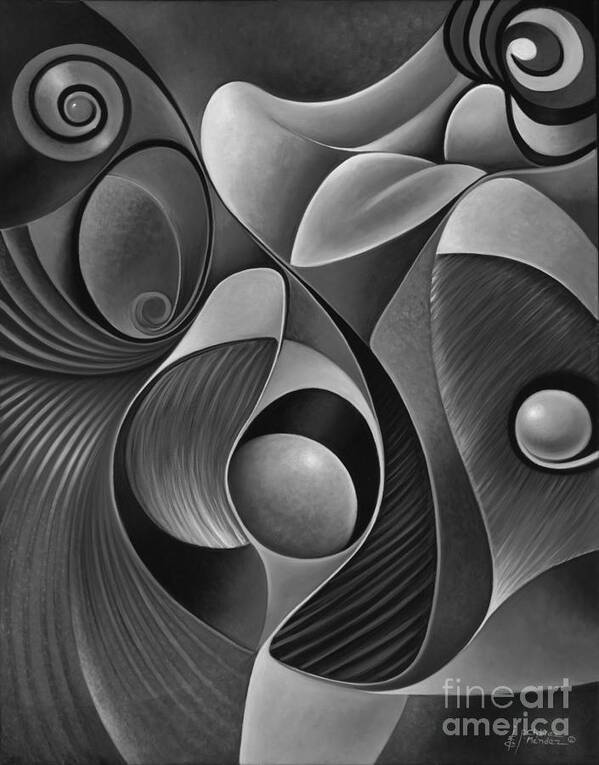 Female Art Print featuring the painting Dynamic Series 22-Black and White by Ricardo Chavez-Mendez