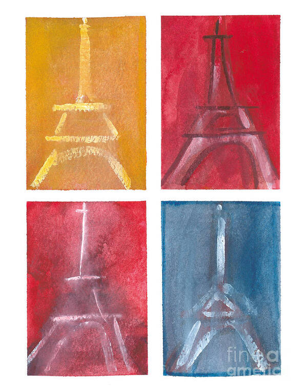 Effel Tower Art Print featuring the painting Eiffel Tower Paintings of 4 up by Robyn Saunders