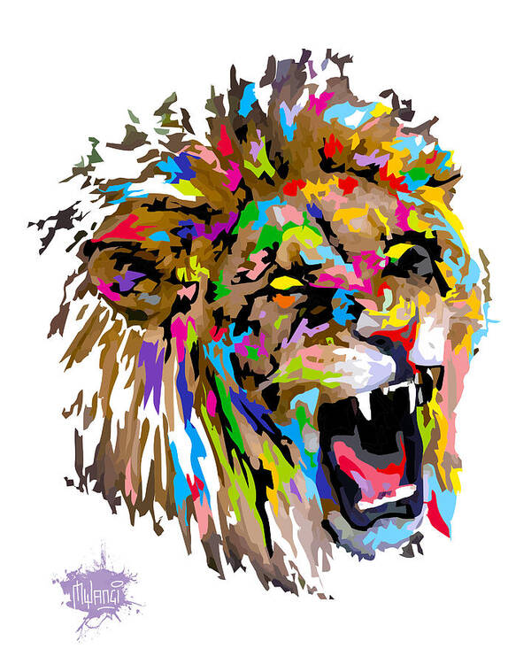 Leo Art Print featuring the painting Fangs by Anthony Mwangi