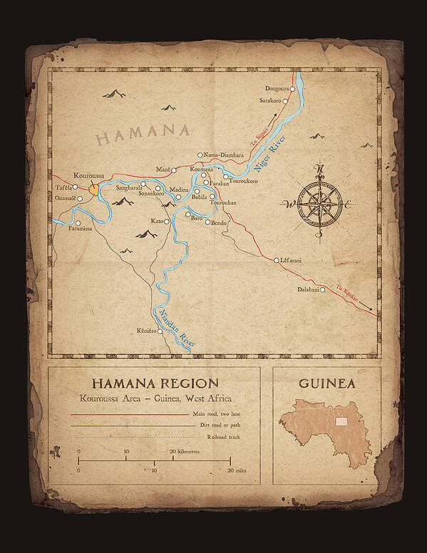 Old Map Art Print featuring the digital art Hamana Region map by Dave Kobrenski