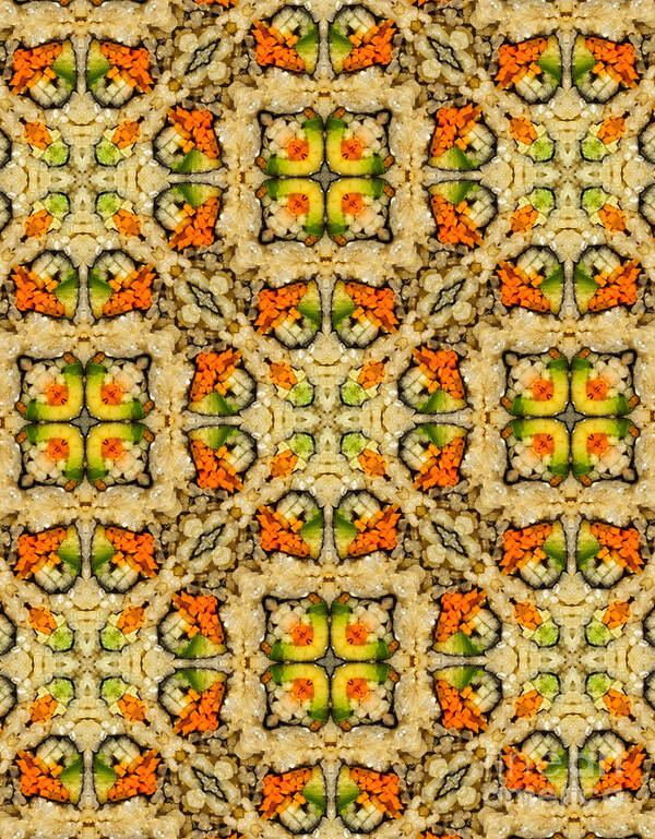 Asian Food Art Print featuring the digital art Kaleidoscope Vegetable Sushi by Amy Cicconi